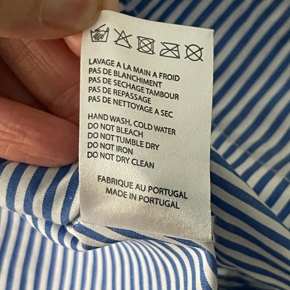 Carven Grey T-shirt Blouse Two In One with Pinstripe Flared Hem Dressy Casual XS - Picture 7 of 8